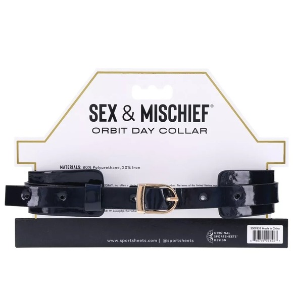 Sex and Mischief Luxurious Faux Leather Orbit Day Collar New BDSM Necklace - Picture 3 of 5